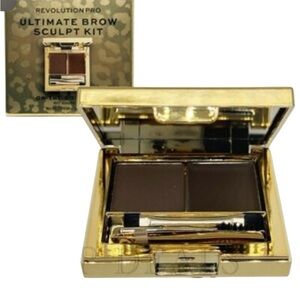 NEW Revolution Pro ultimate Ebony brow kit with mirror tweezers and brushes